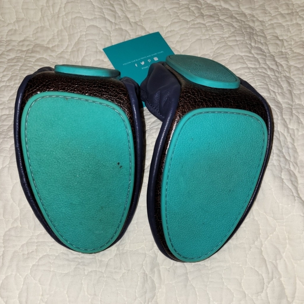 Tieks Navy Blue and Teal Flats. Inc, Tote size 9 - Picture 5 of 9